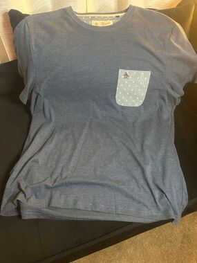 Original Penguin Blue Short Sleeve Tee with Patterned Pocket